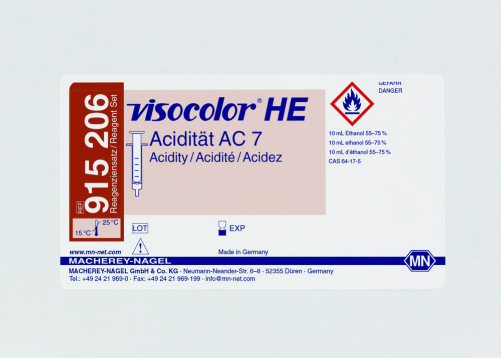 Testovacie súpravy, <i><sup>VISOCOLOR®HE</sup> na </i>analýzu vody, plniace balenie
