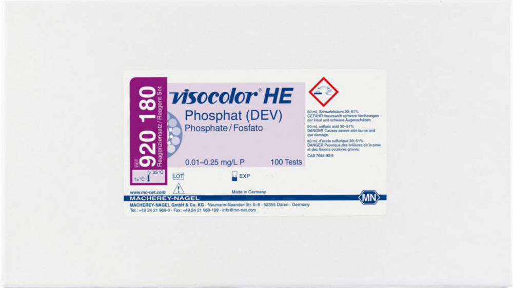 Testovacie súpravy, <i><sup>VISOCOLOR®HE</sup> na </i>analýzu vody, plniace balenie