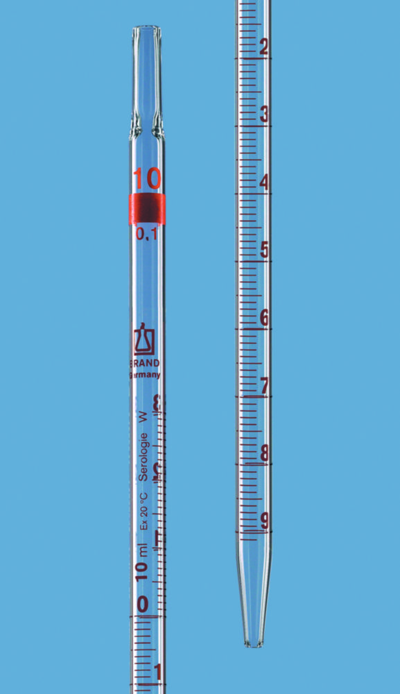 Odmerné pipety, sérologické, <sup>AR-GLAS®</sup>, jantárové stupnice, s kalibračným certifikátom DAkkS