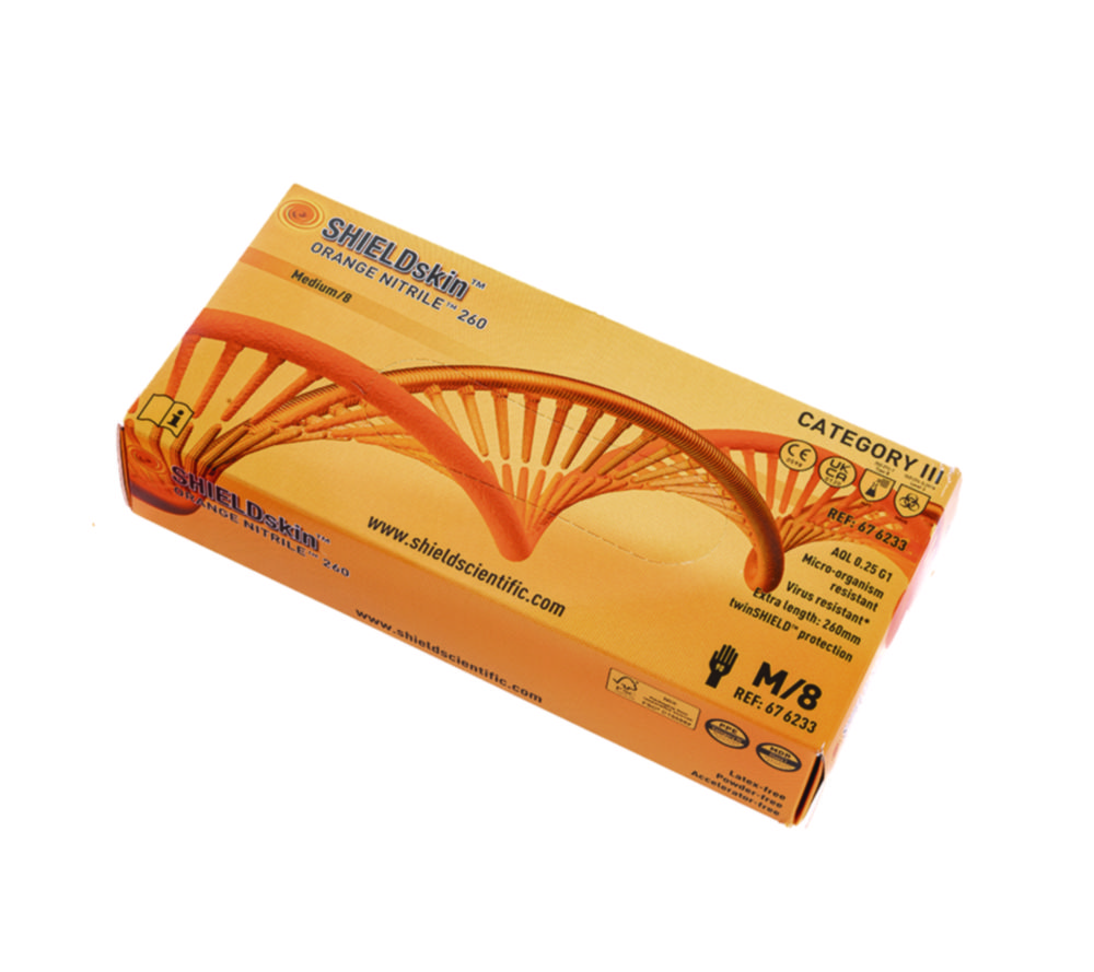 Jednorazové rukavice SHIELDskin ORANGE NITRILE™ 260