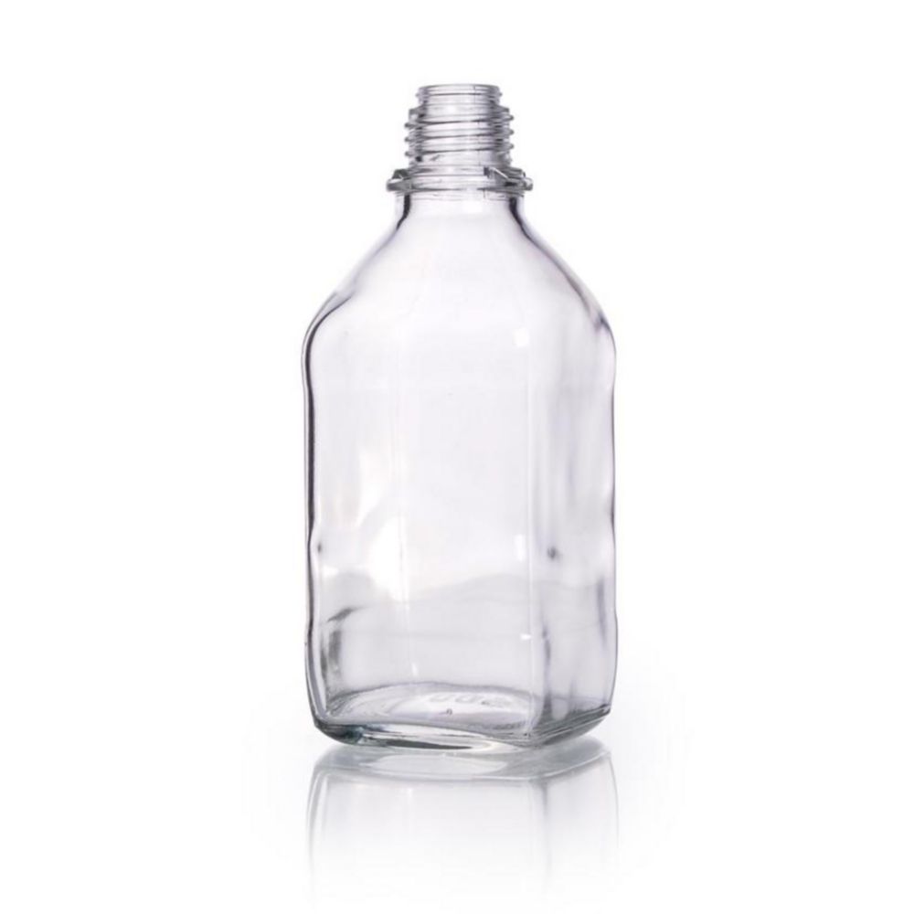 Narrow-mouth square bottles, soda-lime glass