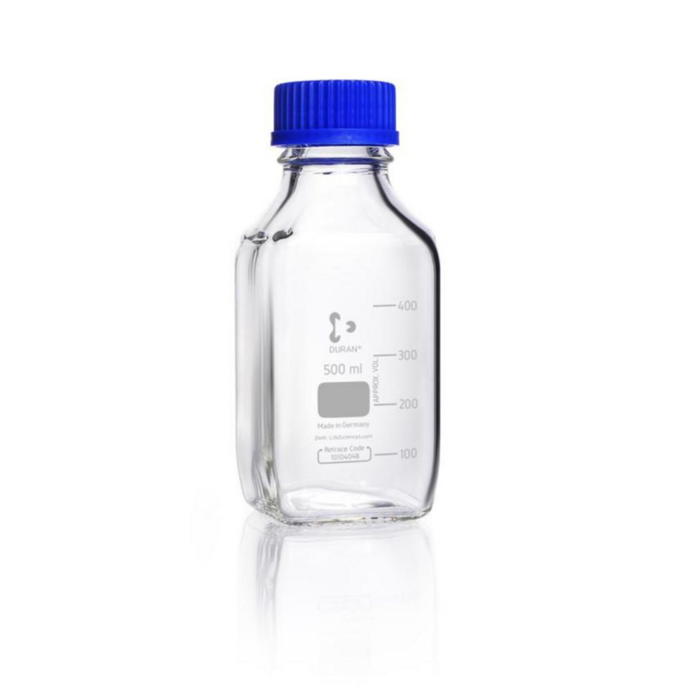Laboratórne fľaše štvorcového tvaru, <sup>DURAN®,</sup> so sledovacím kódom
