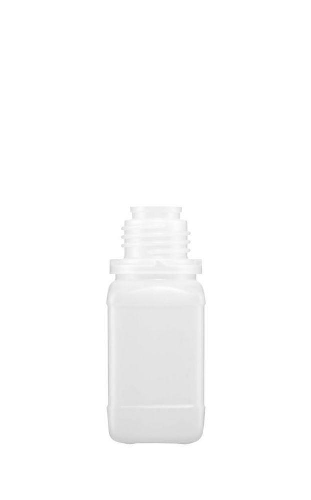 Štvorcové fľaše na činidlá bez uzáveru, HDPE