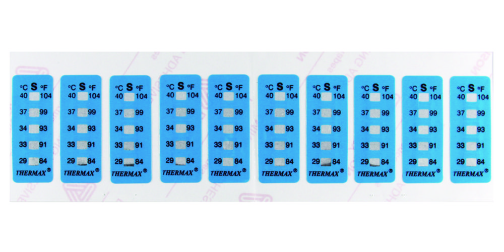5-stupňové ireverzibilné teplotné prúžky <sup>Thermax®</sup>