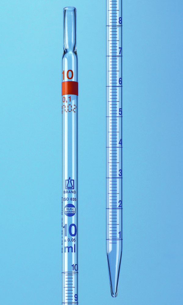 Odmerné pipety, celková dodávka, <sup>AR-glas®</sup>, trieda AS, modré delenie, typ 2