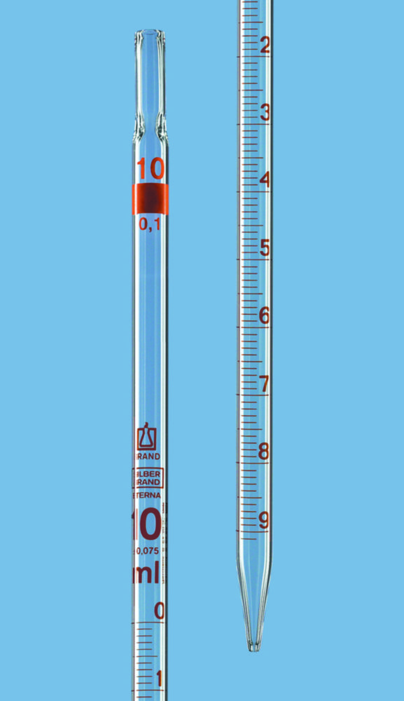 Odmerné pipety s celkovou dávkou, <sup>AR-sklo®</sup>, trieda B, jantárové delenie, typ 3