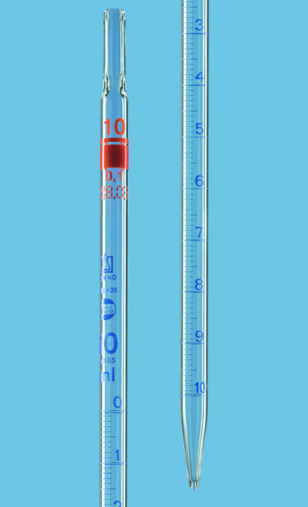 Odmerné pipety s čiastočnou dodávkou, <sup>AR-glas®</sup>, trieda AS, modré delenie, typ 1