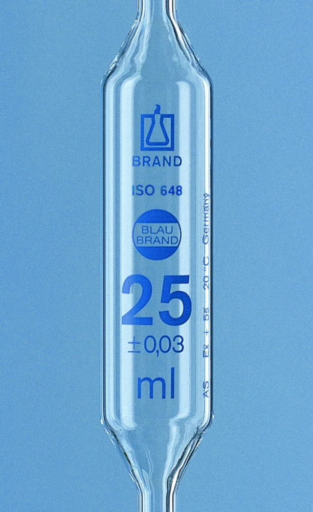 Odmerné pipety, <sup>AR-glas®</sup>, trieda AS, 2 značky, modré delenie