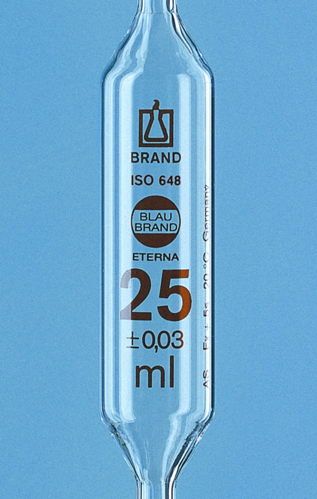 Odmerné pipety, <sup>AR-glas®</sup>, trieda AS, 1 značka, jantárová stupnica