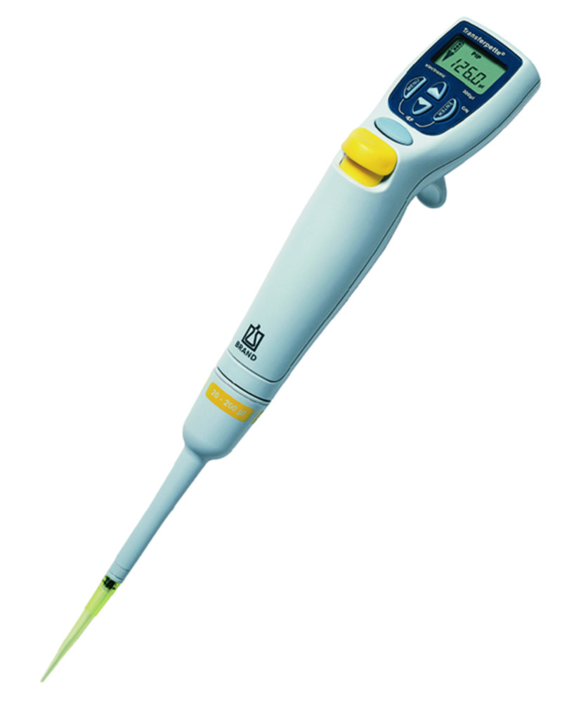 Jednokanálové mikrolitrové pipety, <sup>Transferpette®</sup> electronic, variabilné, bez napájania, vrátane kalibračných certifikátov DAkkS