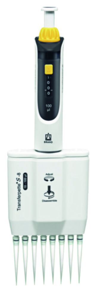 Viackanálové mikrolitrové pipety <sup>Transferpette®</sup> S-8/S-12, variabilné