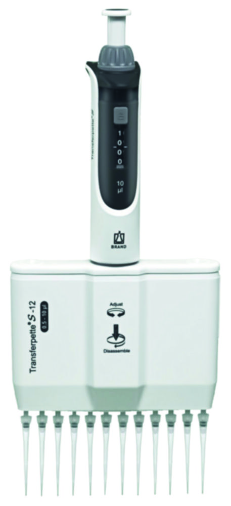 Viackanálové mikrolitrové pipety <sup>Transferpette®</sup> S-8/S-12, variabilné