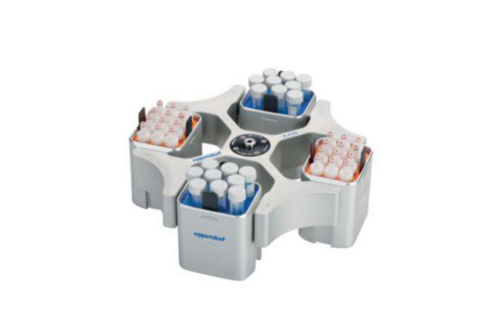Výkyvný rotor A-4-62 pre centrifúgy 5810/5810 R, vrátane 4 obdĺžnikových vedier s objemom 250 ml