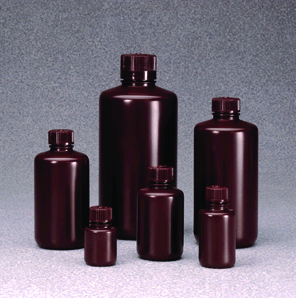 Fľaše s úzkym hrdlom Nalgene™, s uzáverom, HDPE, jantárové