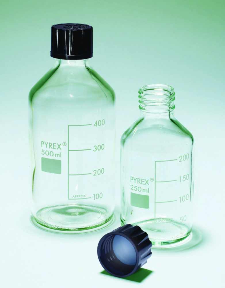 Laboratórne fľaše, <sup>PYREX®</sup>, so skrutkovacím uzáverom