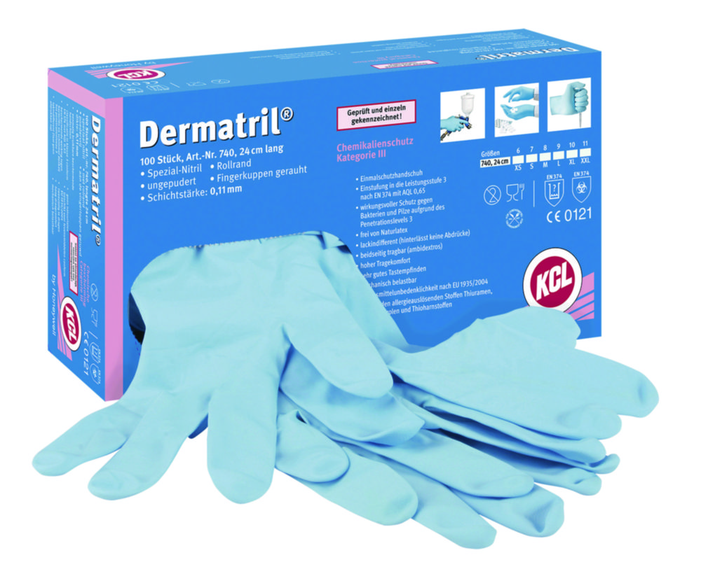 Jednorazové rukavice KCL <sup>Dermatril®</sup> 740, nitrilové, bez púdru
