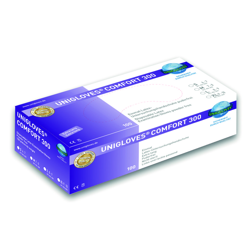 Jednorazové rukavice COMFORT 300, latexové, bez púdru