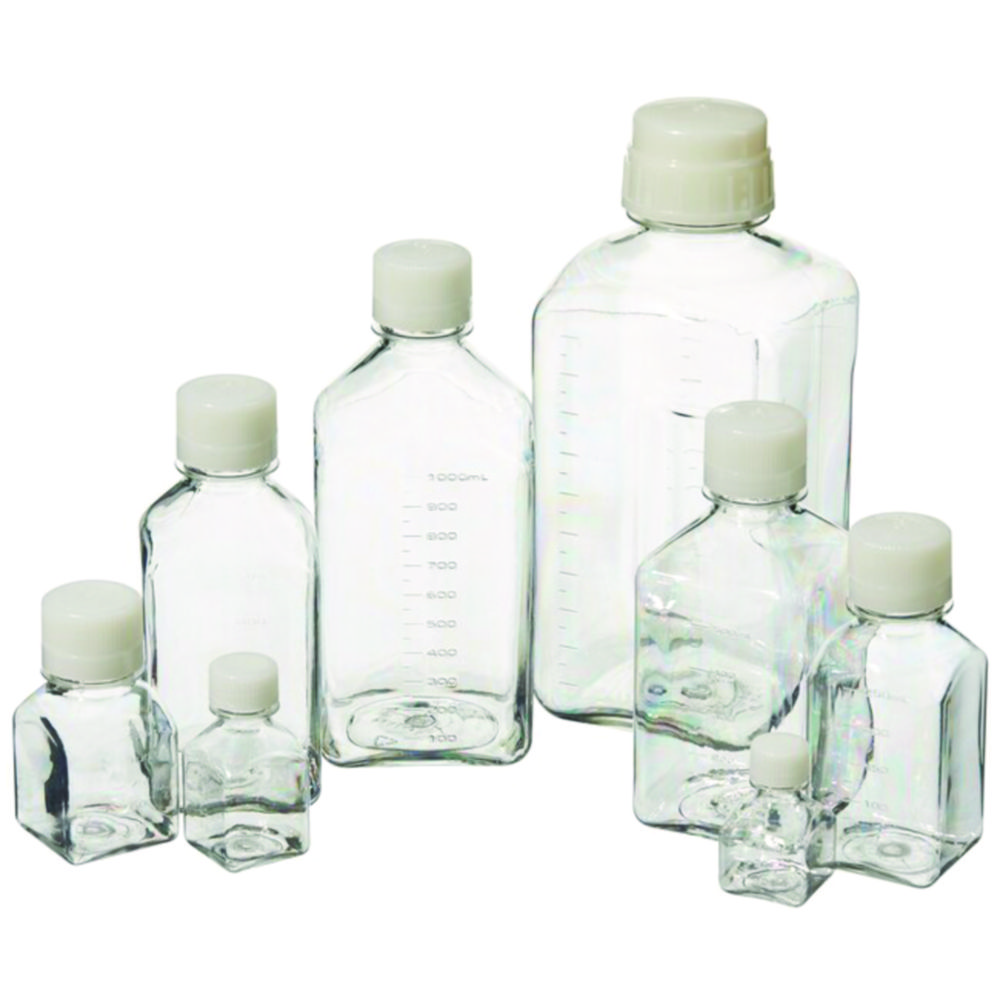 Fľaše na médiá Nalgene™, PETG, štvorcové, so skrutkovacím uzáverom, HDPE