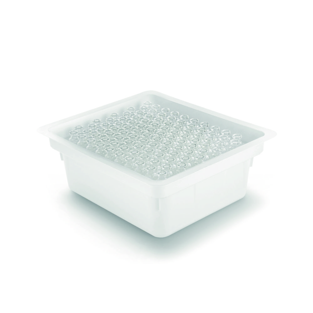 Fľaštičky STEVANATO GROUP <sup>EZ-fill®</sup>, typ I, číre borosilikátové sklo, hniezdo a vaňa