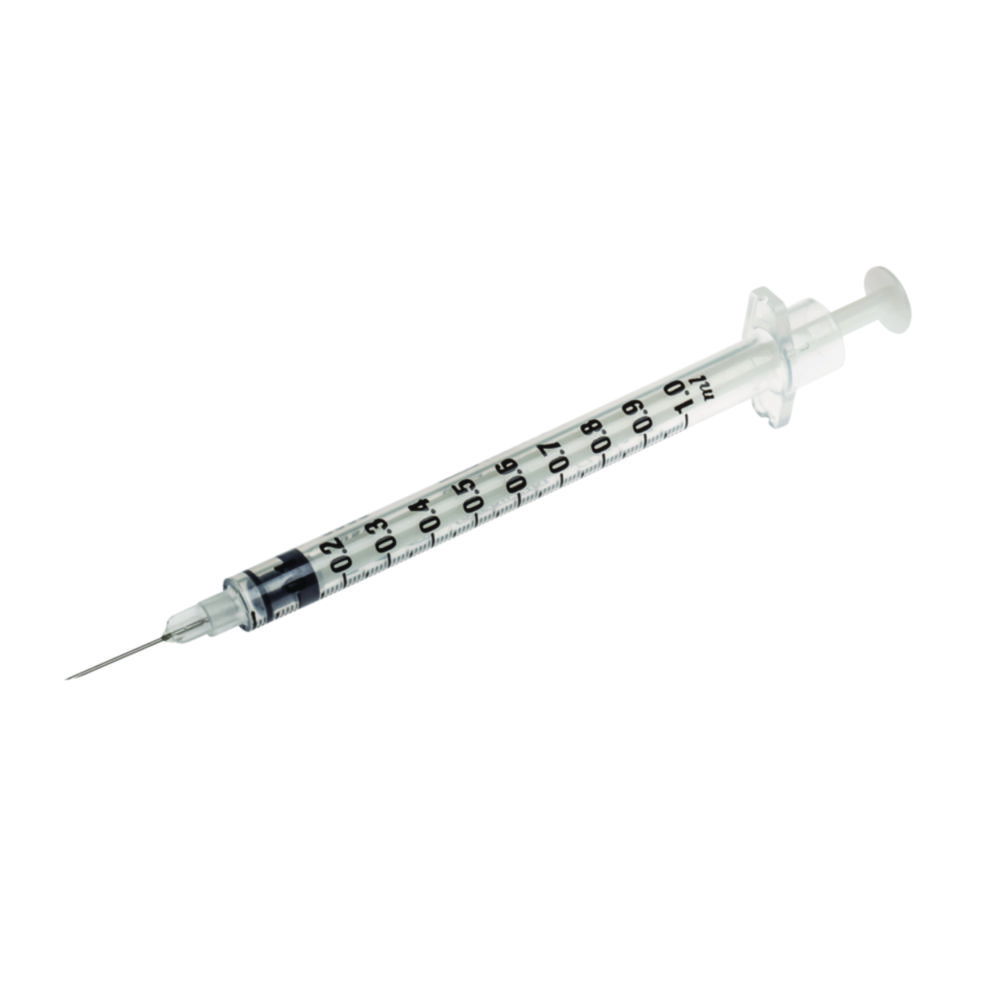 Jednorazové injekčné striekačky, 3-dielne, PP, sterilné, 1 ml, s privarenou ihlou