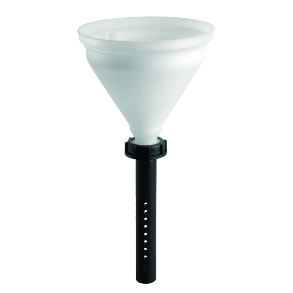 Bezpečnostné lieviky s guľovým ventilom, biele, HDPE